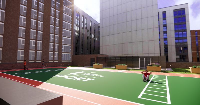 Rooftop running track and workout area  image