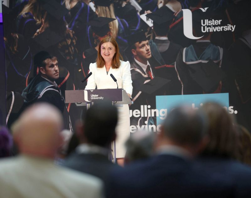 Jayne Brady, Head of Northern Ireland Civil Service, addresses Ulster University alumni at Belfast campus event image