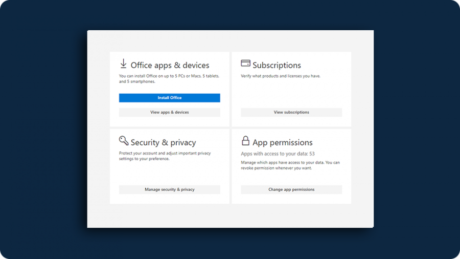 O365 Install Apps and Devices Screenshot Image