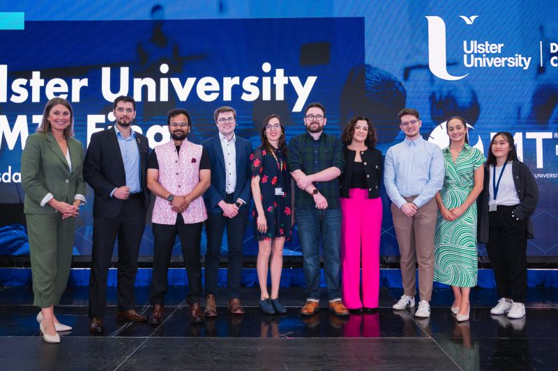 3MT UU Finalists - Roua Al Taweel, Vaibhav Dubey, Dara Flanagan, Darragh Harkin, Saqib Javaid, Indrianita Lionadi, James McMullan, Rachel Nolan - with Sarah Travers and Lisa Thompson