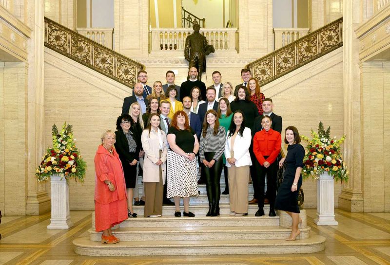 Monica McWilliams and UU Provost Cathy Gormley-Heenan with the 25@25 Participants inside Stormont